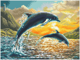 Diamond Dotz Dolphin Sunset - Needleart World  nw-dq09-012