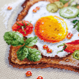 Borduurpakket Fried Eggs Toast - Chudo Igla    ci-120-092