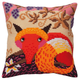 Kussen borduurpakket Fox and grape - Collection d'Art    cda-5397