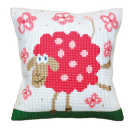 Kussen borduurpakket Cheerful Lamb - Collection d'Art    cda-5399