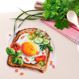 Borduurpakket Fried Eggs Toast - Chudo Igla    ci-120-092