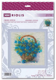 Borduurpakket Forget Me Nots in a Basket - RIOLIS    ri-2170