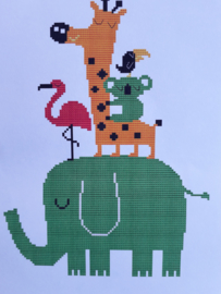 Cross Stitch / Elephant and little animals