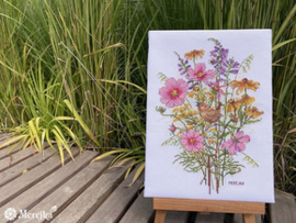 Borduurpakket September Flowers and Wren - Merejka  mer-k197