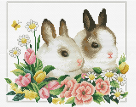 Voorbedrukt borduurpakket Spring Bunnies - Needleart World    nw-nc440-102