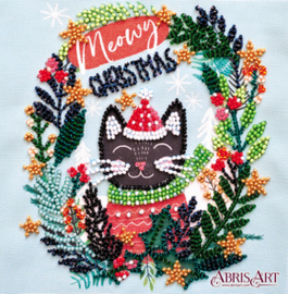 Kralen borduurpakket Meow Christmas - Abris Art    aa-am-224