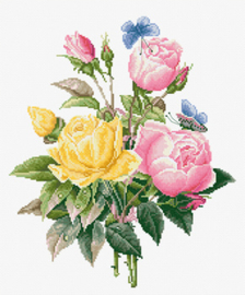 Borduurpakket Yellow Roses And Bengal Roses - Luca-S    ls-bu4003