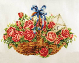 Voorbedrukt borduurpakket Basket of Roses - Needleart World    nw-nc340-033