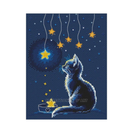 Borduurpakket Kitten and Starry Milk - Collection d'Art     cda-bc8115