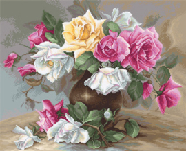 Borduurpakket Vase with Roses - Luca-S    ls-b587