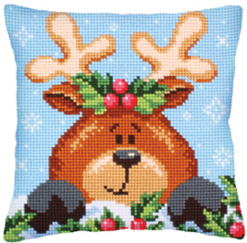 Kussen borduurpakket Christmas with a Fawn - Collection d'Art    cda-5241