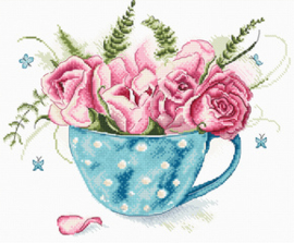 Borduurpakket A cup of Roses - Leti Stitch    leti-0916