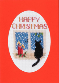 Borduurpakket Christmas Card - Christmas Cat - Bothy Threads      bt-dwcdx48