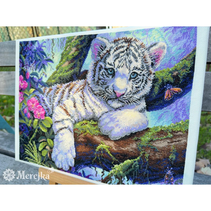 Borduurpakket White Tiger - Merejka    mer-k260