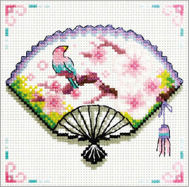 Voorbedrukt borduurpakket Cherry Blossom Fan - Needleart World    nw-nc140-029