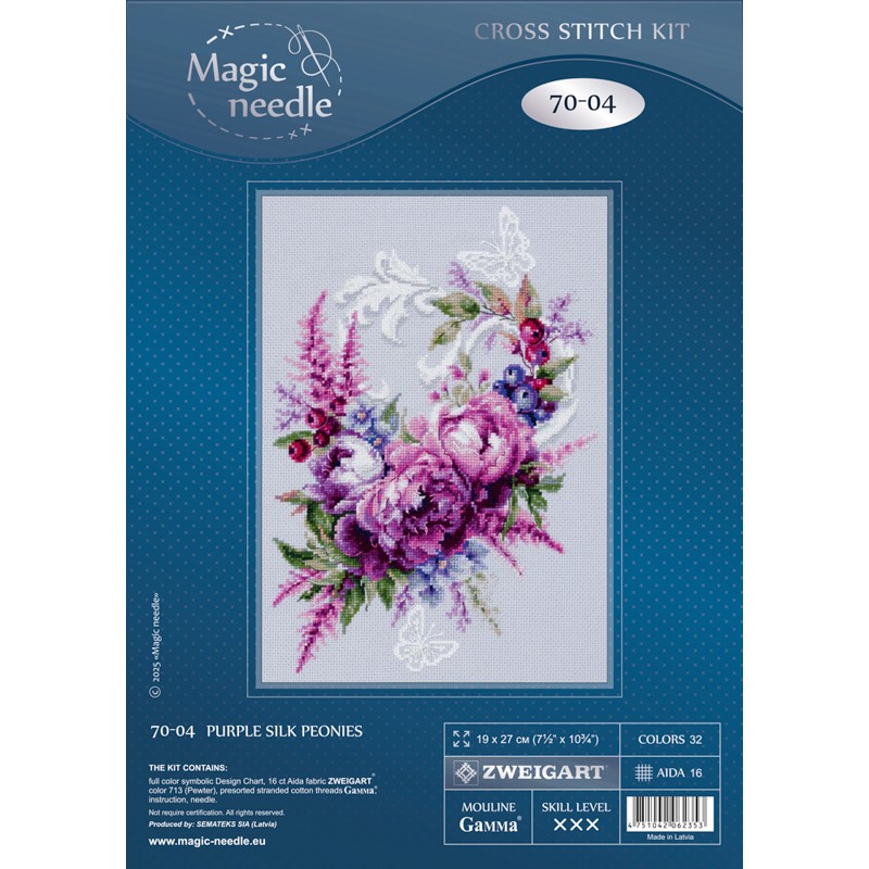 Borduurpakket Purple Silk Peonies - Magic Needle     ci-070-004