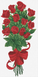 Voorbedrukt borduurpakket Bouquet of Red Rose Buds - Needleart World    nw-nc340-003