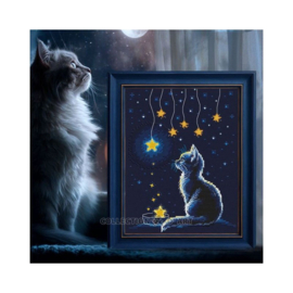 Borduurpakket Kitten and Starry Milk - Collection d'Art     cda-bc8115