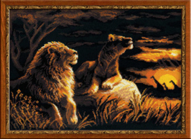 Borduurpakket Lions in the Savannah - RIOLIS    ri-1142