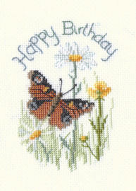 Borduurpakket Greeting Card - Butterfly And Daisies - Bothy Threads     bt-dwcdg24