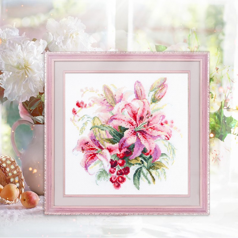 Borduurpakket Pink Lilies - Magic Needle    ci-070-006