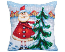 Kussen borduurpakket Santa from Lapland - Collection d'Art    cda-5354
