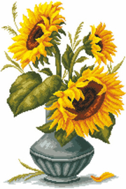 Voorbedrukt Aida Sunflowers In A Vase - Matryonin Posad    mp-1239