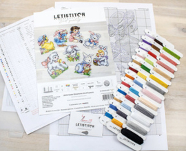 Borduurpakket Easter Ornaments Kit of 8 pieces - Leti Stitch   leti-l8032