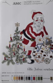 AMC Borduurpakket / Kerstman met cadeautjes en kerstboom