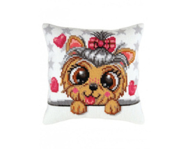 Kussen borduurpakket Yorkshire Terrier - Collection d'Art   cda-5434