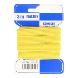 Blauwe kaart fleurig elastiek / 8 mm geel