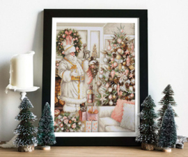 Borduurpakket White Santa With Christmas Tree - Luca-s   ls-bu5019