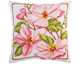 Kussen borduurpakket Pink magnolia - Collection d'Art    cda-5291