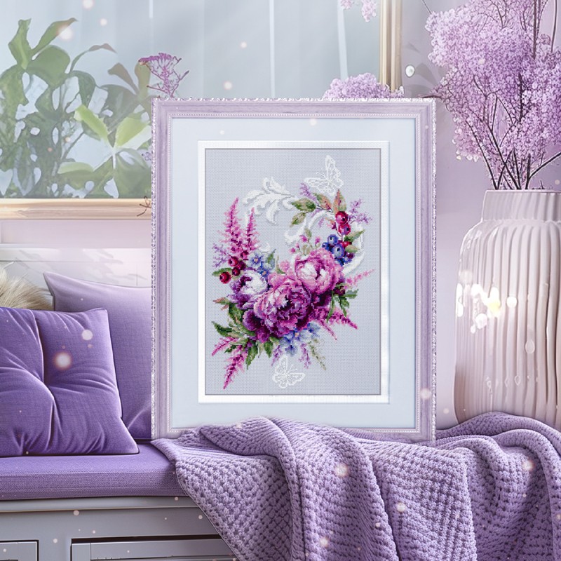 Borduurpakket Purple Silk Peonies - Magic Needle     ci-070-004