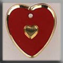 Glass Treasures Medium Engraved Heart-Red-Gold - Mill Hill   mh-12094