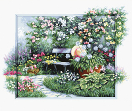 Borduurpakket Blooming garden - Luca-S    ls-bu4012