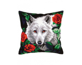 Kussen borduurpakket White Wolf - Collection d'Art   cda-5432