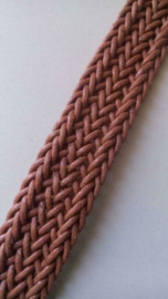 Gevlochten band van leer 30 mm / Bruin