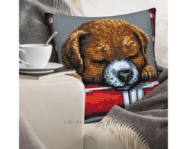 Kussen uittel borduurpakket Beloved Puppy - Collection d'Art    cda-5482cc