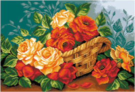 Voorbedrukt Aida Roses In A Basket - Matryonin Posad    mp-1241