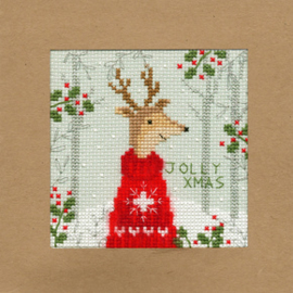 Borduurpakket Christmas Cards - Xmas Deer - Bothy Threads    bt-xmas12