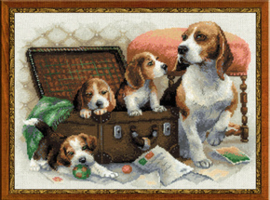 Borduurpakket Canine Family - RIOLIS    ri-1328