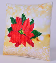 Diamond Dotz Poinsettia Kussentje - Needleart World    nw-ddp02-025