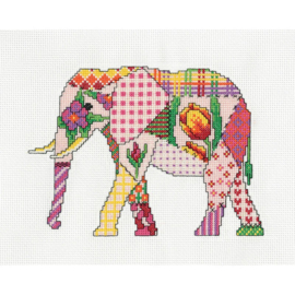 Borduurpakket Patchwork Elephant - Heritage Crafts     hc-1967a