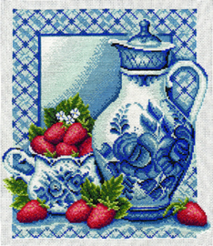 Borduurpakket Strawberries and Cream - PANNA    pan-0270-gf