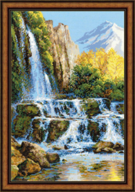 Borduurpakket Landscape with Waterfall - RIOLIS    ri-1194