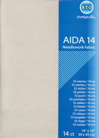 Borduurstof Aida 14 count - Grey - RTO    rto-a14-713