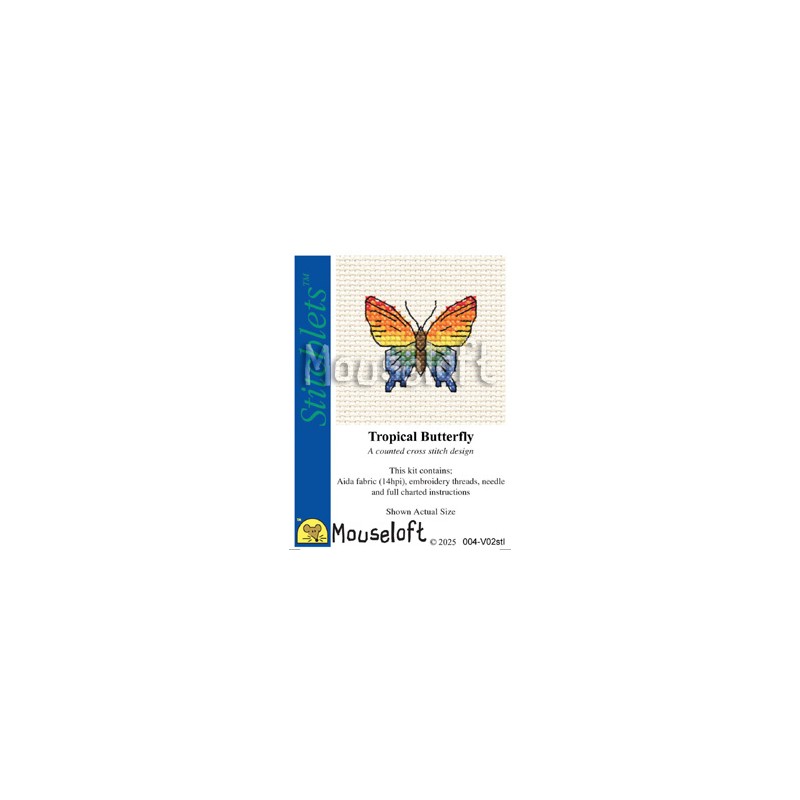 Borduurpakket Tropical Butterfly - Mouseloft    ml-004-v02