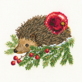 Borduurpakket Hedgehog Decorating Christmas Tree - RTO    rto-c269