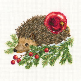 Borduurpakket Hedgehog Decorating Christmas Tree - RTO    rto-c269